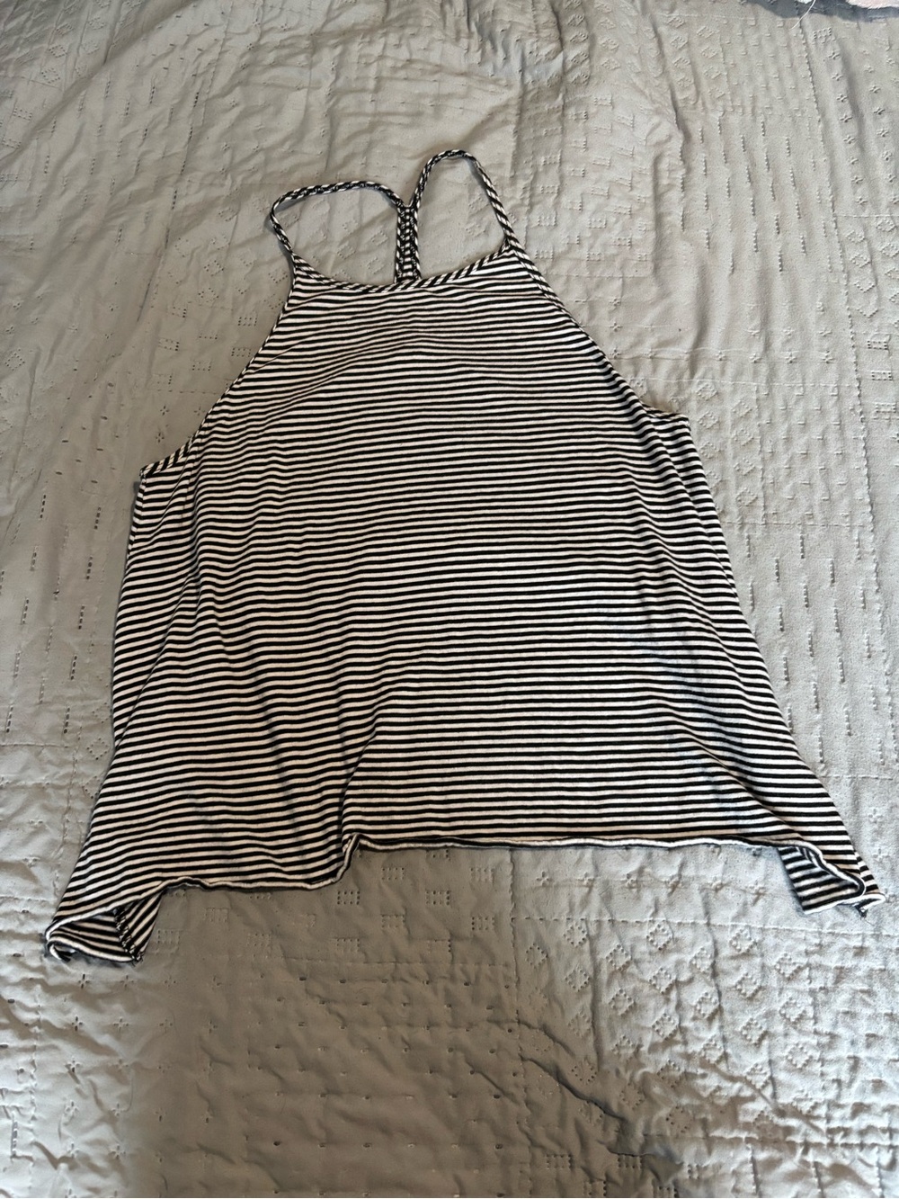 Hollister Black & White Striped Halter Tank